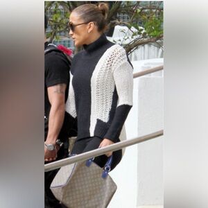 Helmut Lang Black and White Crewneck Knit Sweater